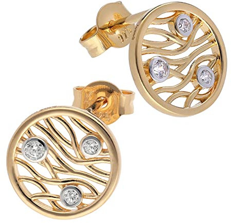 trendor Damen-Ohrringe Ohrstecker Silber Vergoldet Ohrschmuck aus echtem Sterlingsilber, elegante Geschenkidee für Frauen, 15155
