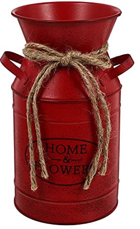 Ciieeo 1pc Flowerpot Flower Vases Floral Can Mini Milk Jug Dried Flower Vase Metal Bouquets Vase Retro Flower Pot Artificial Flower Bouquet Iron Flower Barrel Binaural France Wrought Iron