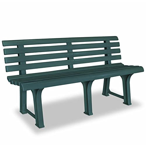 JUNZAI Gartenbank, Terrassenmöbel, Wetterfeste Bank, Outdoor Bank, Parkbank, Garten Banken, Deko Bank, Gartenmöbel, 145,5 cm Kunststoff Grün