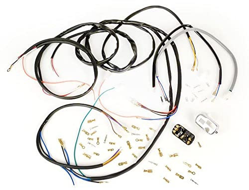 BGM Kabelbaum Conversion Kit (inkl. Lichtschalter) Vespa AC Umrüstung auf Elektronische Zündung kompatibel für Vespa Smallframe V50, 50N, PV125, ET3, Vespa Largeframe