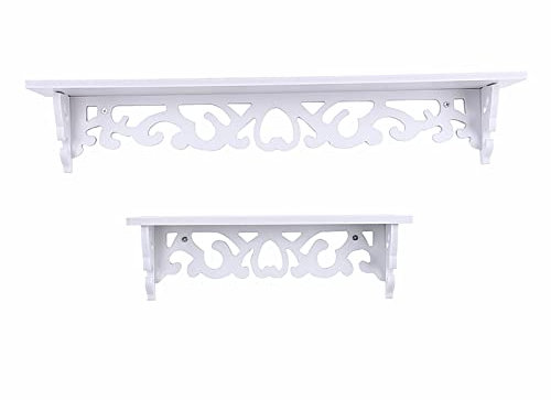 Wandmontierte Regale Weißes Regal für die Wand aus Holz Geschnitzt Kleines Wandregal Schwebende Aufbewahrung Heimdekoration Ständer