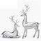 AAHIFIT Elch Hirsch Statue Rentier Figuren Harz Skulptur Wohnzimmer Heimdekoration Nordic Tischplatte Ornamente (Silber 2 Stück)