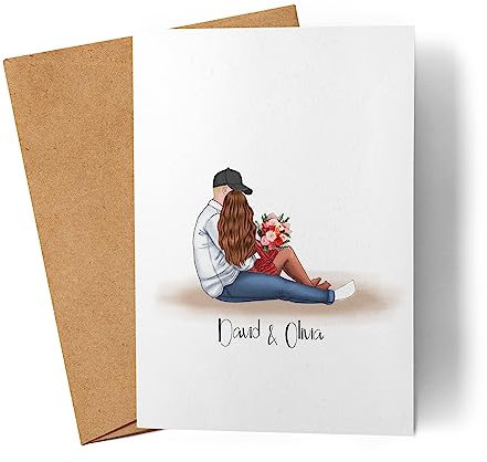 Kiddle-Design Personalisierte Pärchen Grußkarte | Individuelles Paar Motiv | Geschenk für Freundin Freund Brautpaar zum Jahrestag Valentinstag