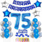 Luftballons 75 Geburtstag Mann deko blau, Geburtstagsdeko 75 Jahre Mann Dekoration, Ballon 75. Geburtstag Männer blau, Deko 75. Geburtstag Luftballons,Tortendeko 75. Geburtstag Mann kuchen deko