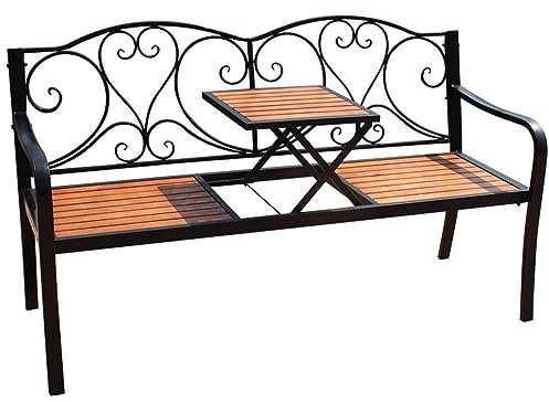 YVYKFZD 2-Personen-Gartenbank, Sitzbank Parkbank Aus Verzinktem Metall, Wetterfester Gartenmöbel Bank Mit Rückenlehne Und Breiten Armlehnen, Für Hinterhof, Park, Rasen (Color : A)