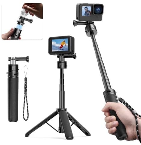 Mini Stativ 54CM Selfie Stick, ULANZI MT-34 GoQuickII Action Kamera Stativ mit Handschlaufe Tragbar Vlog Zubehör für Insta360 ONE R/DJI OSMO Action