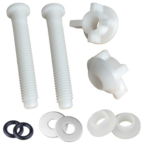Confezione da 2 viti di ricambio universali in plastica bianca, per sedile WC, cerniere e dadi per montaggio superiore del coperchio del WC, kit di parti di fissaggio