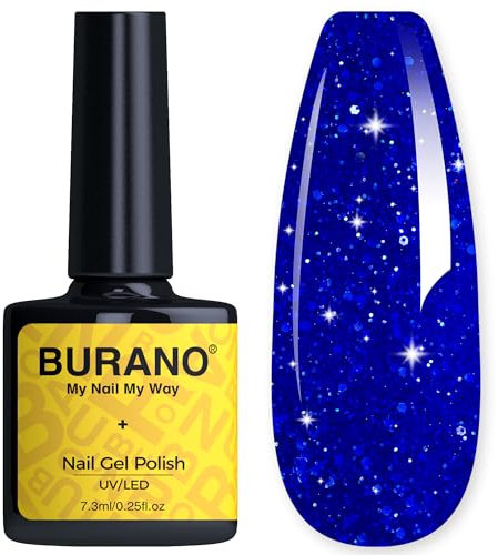 BURANO Glitter Gel Nagellack, UV-Nagellack Glitzer Nagelgel Shimmer Holographic Effect Einweichen von Gel Härtung erforderlich, kein Chip Gel Polish (LP48)