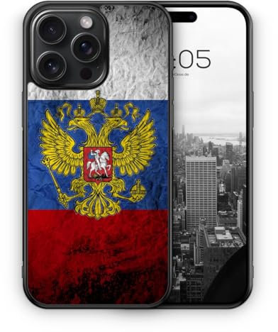 MUNIQASE Russland Splash Flagge - Silikon Hülle für iPhone 15 Pro Max - Russische Schutzhülle Handyhülle Case Cover