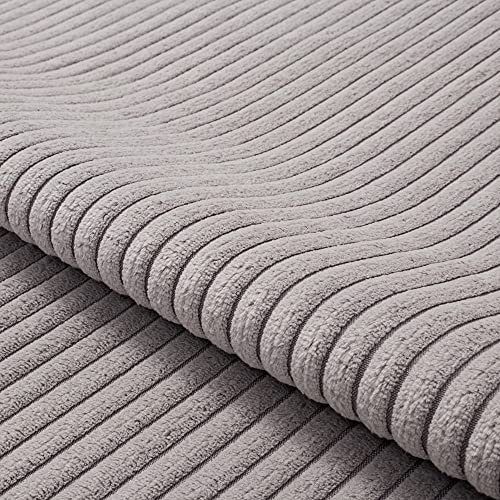 Fabreco CORDSTOFF Meterware LINKO (100 cm x 140 cm) – Superweicher Breitcord-Samt Stoff Meterware für Sofa & Stühle – Polsterstoff für Möbelstoff – Möbelstoffe, Dekostoff & Stoffe DIY (Hellgrau 86)