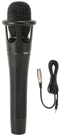 ASHATA Microfono Palmare Cablato E300 da 3,5 Mm, Microfono Dinamico per Voce con Riduzione del Rumore con Interruttore on e Off, Microfono Karaoke con Pickup Direzionale 3D per