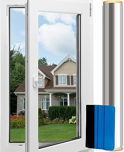 Film Fenêtre Anti Regard Miroir UV Protection Electrostatique - Opaque Vitrage 45 × 200 cm - Sans Tain Anti Chaleur pour Bureau, Maison, Magasin