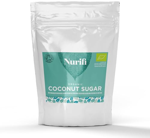 1KG Organic Coconut Sugar - By Nurifi - for Drinks, Desserts & Baking - Low GI & Vegan - Soil Association Certified