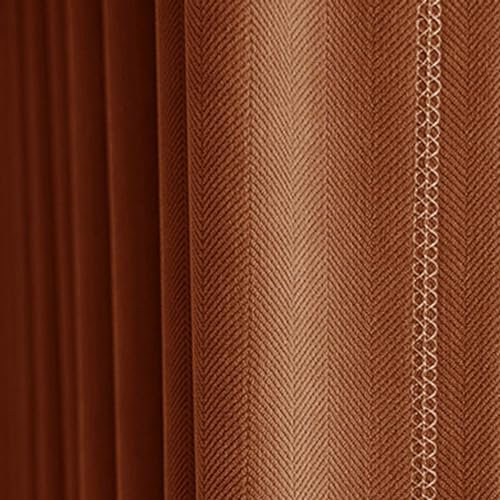 Ayoiow Curtains Blackout, Thermovorhang Mit Ösen, Chenille Gardinen Vorhänge 2Er Set, Orange, 137X183CM