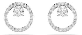 Swarovski Constella Ohrstecker, Weiße, Rhodinierte Ohrringe mit Strahlenden Swarovski Kristallen im Rundschliff