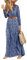 MessBebe Womens 2024 Floral Maxi Dress Wrap V Neck Long Sleeve Beach Party Flowy Long Boho Dresses with Belt Blue