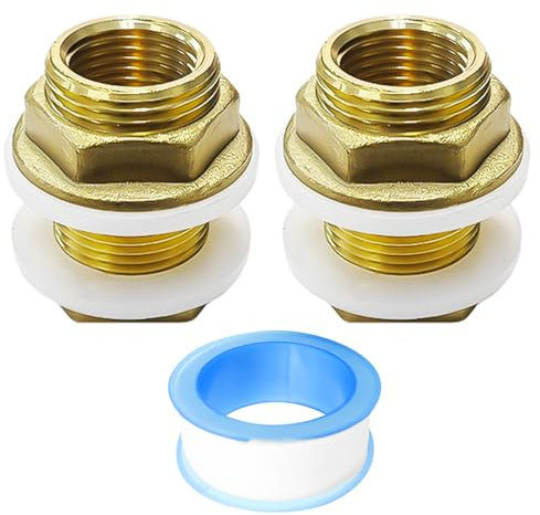 2 accesorios para cisterna de agua, 1 rollo de cinta, conector de latón, kit de conexión para cisterna de agua de lluvia, conector de tanque de agua, conector para cubo de lluvia