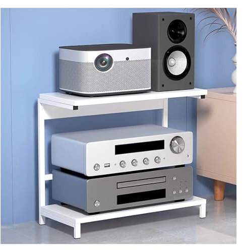 Supporto for giradischi, mobiletto portadischi a 2 ripiani, supporto for supporti audio-video for amplificatore/lettori/giradischi(White,60x30x55cm)