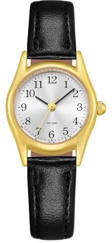 CIVO Leder Damenuhr Analog Armbanduhr: Klein Gehäuse Uhr für Frauen - Wasserdicht Damen Uhr Quarz Elegante Schwarz