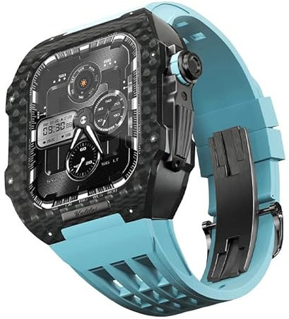 NIBYQ Uhrenarmband aus Karbonfaser, Gummiband, für Apple Watch Band 44/45 mm, 9, 8, 7, 6, 5, 4, SE-Serie, Modifikationsset, Upgrade-Modifikationsset, 45 mm, Achat