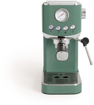CREATE / THERA CLASSIC COMPACT/Cafetera express verde sage / 20 bares, semiatuomática, función café frío, brazo doble salida, depósito 1,2L, café molido y monodosis ESE 55mm, con vaporizador, 1350W