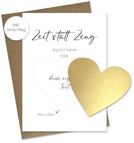 Rubbelkarte zum selber ausfüllen - Zeit statt Zeug als Gutschein oder Geschenk - Rubbellos - Wellness - Geburtstag - Gutscheinkarte - Postkarte