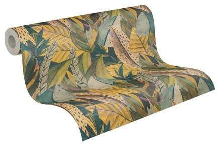 Livingwalls Anna D'Andrea Non-Woven Wallpaper Floral 10,05 m x 0,53 m - Yellow, Green, Blue, Purple - Jungle Wallpaper - 782201