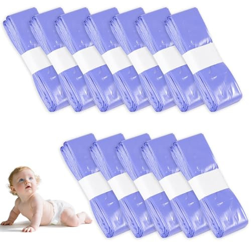 12Pcs Nappy Bin Refill, 6.5m Nappy Disposal Bags Extra Thick Smellproof Antibacterial Multilayer Film, Baby Scented Refills Diaper Pail Disposal Sacks for Most Diaper Pail (Purple)