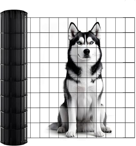 ARIFARO 0.6m x 15.2m Wire Mesh Fencing (5cm x 7.5cm Holes) Multipurpose 2mm Roll PVC Coating Hot-Dipped Galvanised Welded Garden Fence, Metal Wire Mesh for Dog, Chicken, Deer, Rabbit and Other Animals