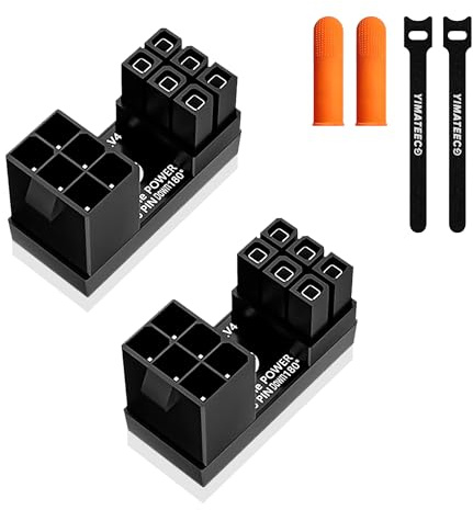 YIMATEECO PCIe 6-poliger GPU-Grafikkarten-Netzadapter, 2-Pack 6-polige Buchse Auf Stecker, 180-Grad-Winkelstecker,U Turn Board Stromadapter für Desktop-Grafikkarten(Nach Unten,Schwarz)