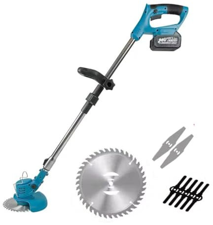 Débroussailleuse à batterie 48 V, avec double batterie et fil lame rotative, coupe-bordure puissant 3 en 1 pour herbe, arbustes et jardins