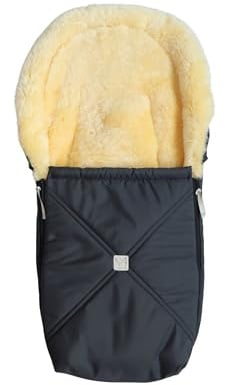 KAISER Emmy Lammfell-Fußsack für Babyschalen, 80 x 37 cm, Abnehmbares Oberteil mit 2-Wege-Reißverschluss (anthracite)