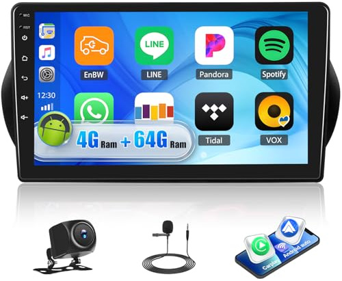 4+64G Android 15 Car Stereo for Fiat Fiorino Qubo/Peugeot Bipper 2008-2016 with Wireless Carplay,10.1'' Touchscreen Car Radio with WiFi Mirror Link GPS Bluetooth FM RDS Radio DSP EQ SWC