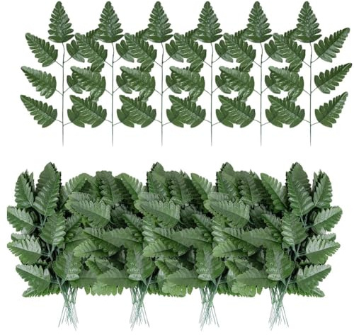 Osmond Faux Greenery Plant 100Pcs-Artificial Fern Leaves Stem Artificial Silk Leaf Fern for Cemetery Grave Wedding Headstone