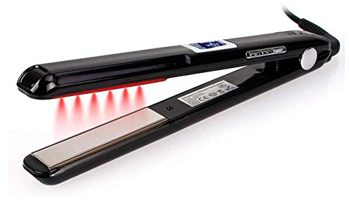 Professional Infrared Hair Straightener and Styling Iron with Flat Plates, Hair Recover Tool for Damaged Hair, LCD Display, Black