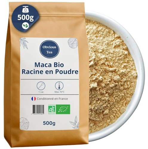 Poudre de Maca Bio en Vrac - Fertilité, Énergie Mentale & Bien-être Global - Plante, Superaliment et Herboristerie - Agriculture Biologique - Conditionné en France - Sachet 500 gr (250 Tasses)