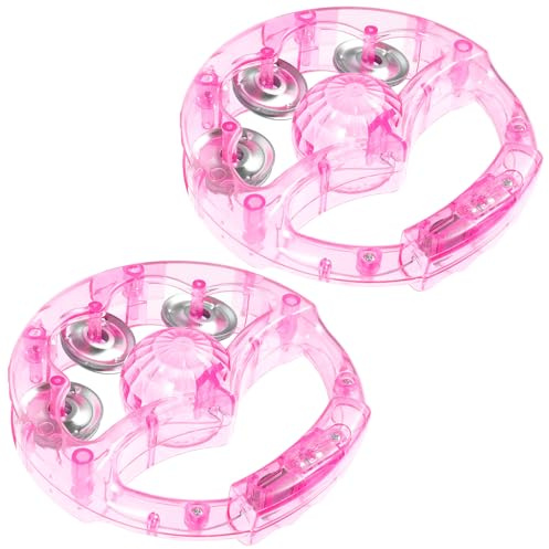 ifundom 2 Stück Blinkende Handtamburine aus Kunststoff 12cm mit LED Lichtern Leichtes Musikspielzeug für Karaoke Party und Tanz