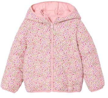 Vertbaudet Wende-Steppjacke Mädchen, warm und leicht, Recycling.Polyester, Übergangsjacke rosa/blumen 122