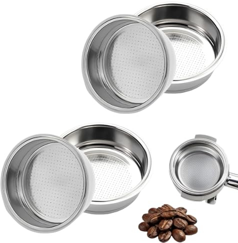 YIPFEN Filtro de café de acero inoxidable, 2 piezas, canasta de filtro expreso presurizado de doble capa, accesorio para portafiltros, compatible con cafeteras (51/53/58mm)