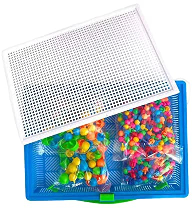 KiBcsLic Steckpuzzle mit Pilzen – Beschäftigungsbrettspiel mit Sortierfunktion, 592 Stück Nagelperlen
