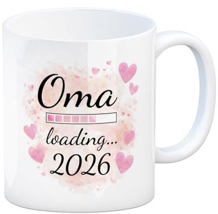 speecheese Rosa Herzen Kaffeebecher Oma Loading... 2026 Lustiger Spruch für werdende Großmutter
