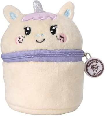 Lulubug Schmuckkästchen Klein Plüsch - Einhorn Fairy | Reißverschluss & Karabinerhaken zum Befestigen an Taschen | Ideal für Reisen | 10x12x10cm | Flauschige Schmuckbox Mädchen, Jungen, Kinder