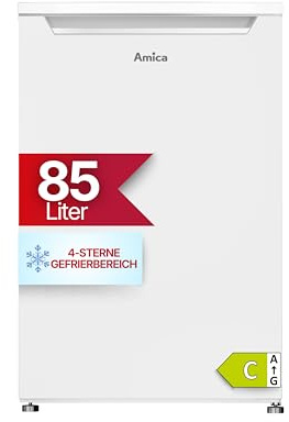 Amica Gefrierschrank 85L 84,5 x 55 x 56 cm AGS 3211 W | Inverter-Kompressor, 4-Sterne-Fach, 4kg/24h Gefrierleistung, 2 Gefrierschubladen, Leiser Betrieb, Flexible Aufstellung