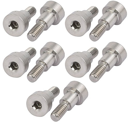 Sourcingmap 10pcs 304 Stainless Steel Hex Socket Shoulder Bolt 8mm Shoulder Dia 8mm Shoulder Length M6 Thread