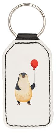 Mr. & Mrs. Panda Rechteckig Schlüsselanhänger Pinguin Luftballon - Geschenk, Taschenanhänger, Schutzengel, Liebe, Glücksbringer, Glück, Kind