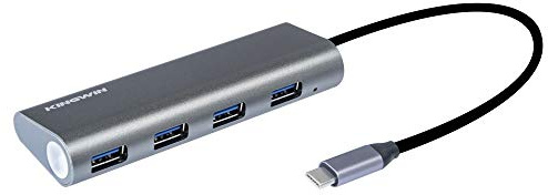 Kingwin USB C Hub Aluminum Portable USB C Adapter with 4 USB 3.0 Ports for Macbook, Mac Pro/mini, iMac, Chromebook, Surface Pro, USB Flash Drives, Notebook PC, & Other Type C Devices [Space Grey]