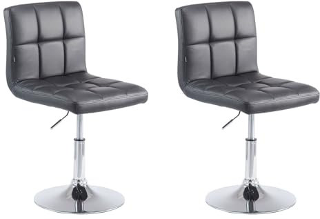 CLP Lot De 2 Chaises Lounge Palma V2 en Similicuir I Siège Rembourré Pivotant Et Réglable en Hauteur I Piètement Métal, Couleur:Noir