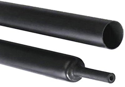 Tubo termorretráctil de doble pared con relación de encogimiento 3:1, adhesivo activado por calor, forro de pegamento, tubo retráctil marino, protector de alambre, negro, 5 pies, 9,5 mm