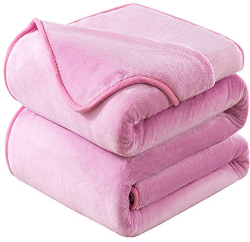 HOZY Kuscheldecke 230x270cm Rosa, Fleece Decke Sofa Decke, Warme Bettdecke Fleecedecke Couch Decken Flauschige Decke, Tagesdecke Sofaüberwurf Hundedecke Sofadecke Couchdecke flauschig
