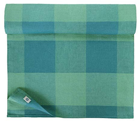 Linen & Cotton Tischläufer Stoff Läufer Tischwäsche Kariert Bunt Emerald - 100% Leinen, Grün Mint Grün (45 x 250 cm) Tischband Tischdeko Tischvlies Tisch Decken Deko für Home Küche Geburstag Party